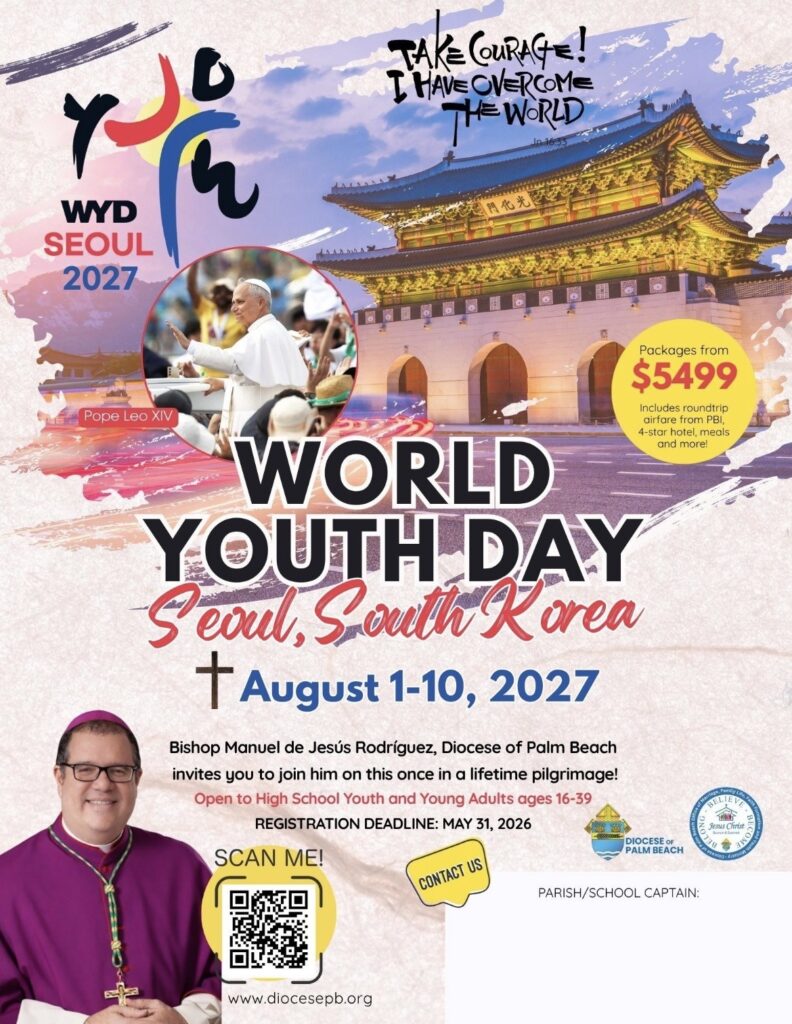 World Youth Day 2027 Seoul South Korea Promotional Flyer - Diocese of Palm Beach.